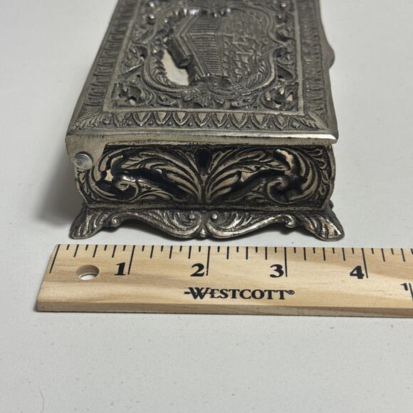 Antique Greek Trinket Box 5”x4.5” Parthenon Acropolis Athens Silver Plated/Solid - Picture 11 of 16